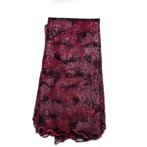 sequins lace (100621) burgundy and black
